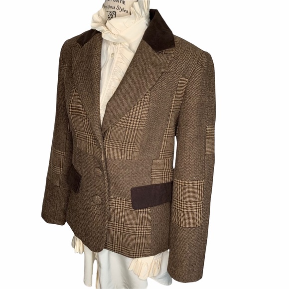 Braefair Tweed Wool Blend Equestrian Riding Button Blazer Brown Jacket Size 4 - Picture 3 of 16